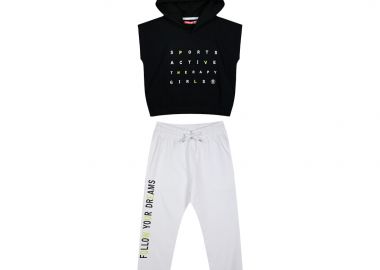 Παιδικό σετ 2 τεμάχια με κουκούλα και ανάγλυφο τύπωμα για κορίτσι | ΛΕΥΚΟ - Energiers - 